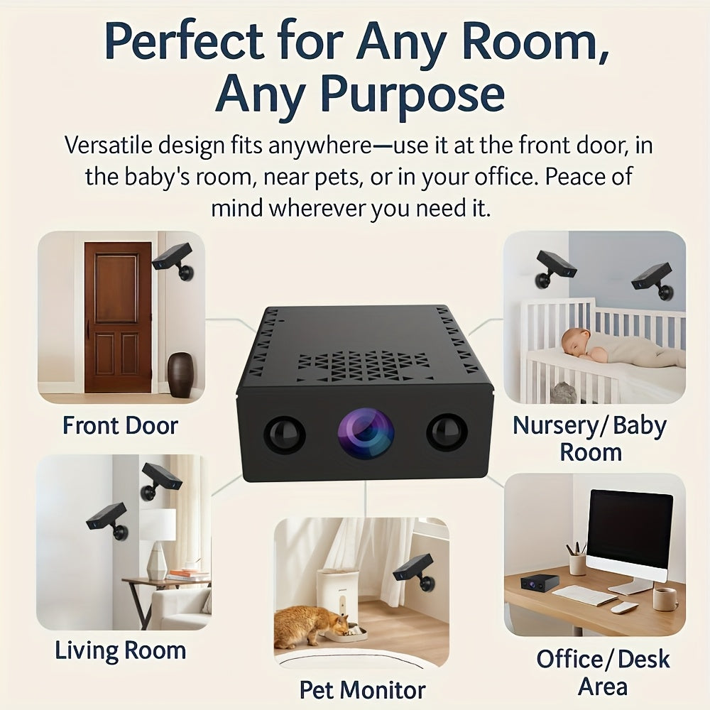 Full HD Mini Wireless Security Camera Night Vision Motion Detection Voice Recording Capability Built-In AP Hotspot No Internet Needed Easy Install Cloud Storage for Home Apartment Garage Porch Baby Pet Black Wireless Surveillance Camera