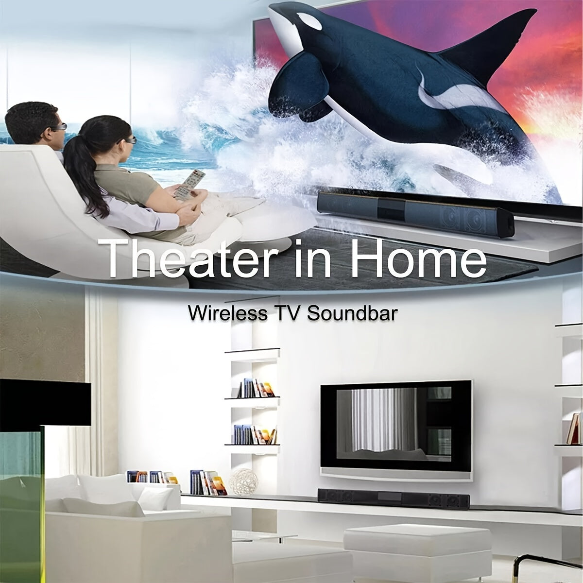 Wireless 4 Speaker Surround Sound Bar System with Subwoofer for Home Theater And Remote Control, Featuring ARC, Optical, And AUX Connections