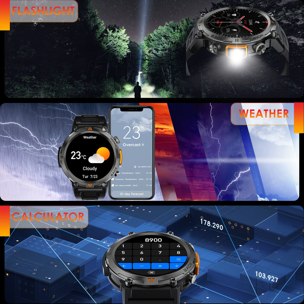 Smart Watch for Men, Wireless Answer Make Calls, Message Notification, HD Touch Smartwatch, Step Counter Sports Smart Watch, Compatible with iPhone and Android Phones