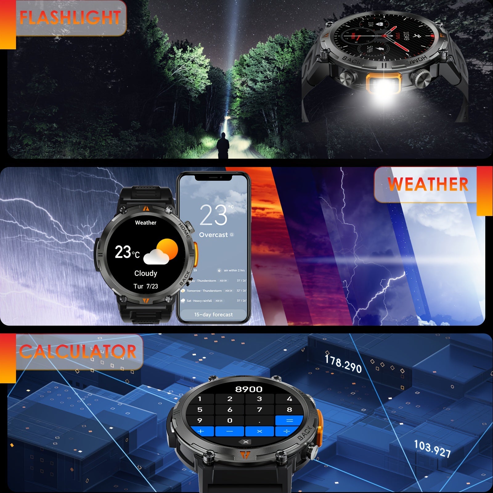Smart Watch for Men, Wireless Answer Make Calls, Message Notification, HD Touch Smartwatch, Step Counter Sports Smart Watch, Compatible with iPhone and Android Phones