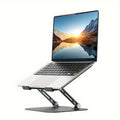 KEXIN Laptop Stand Adjustable Computer Stand Sturdy Aluminum Alloy Laptop Stand for Desk Foldable Laptop Holder Portable Riser for 10-16-inch Laptop Notebook Tablet And More Black&Silver