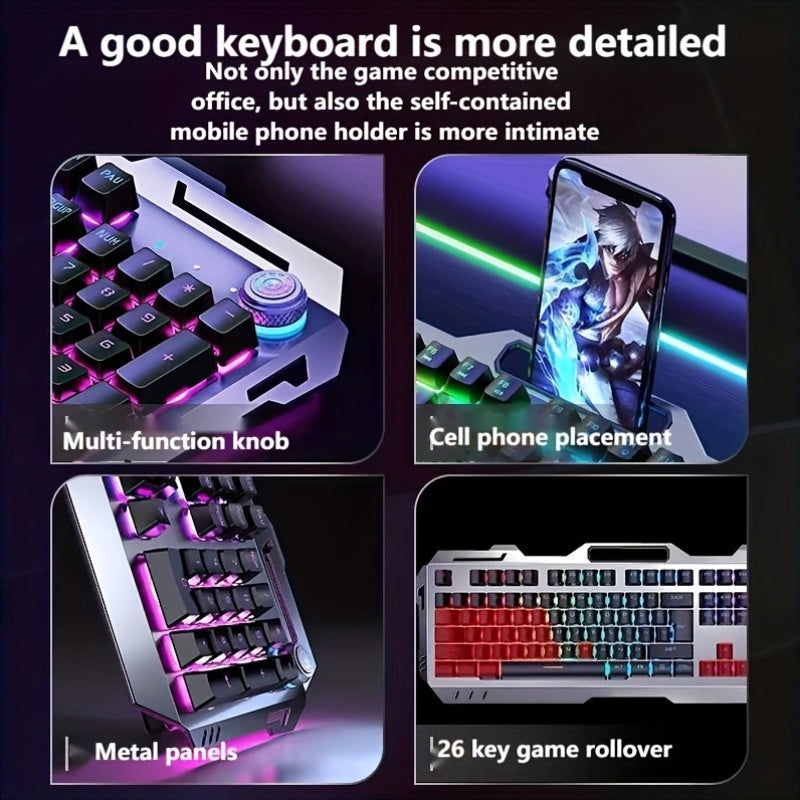 Grip Gaming Keyboard And Mouse Combo RGB Mode Wired USB Plug-In Luminous Universal Windows System Desktop