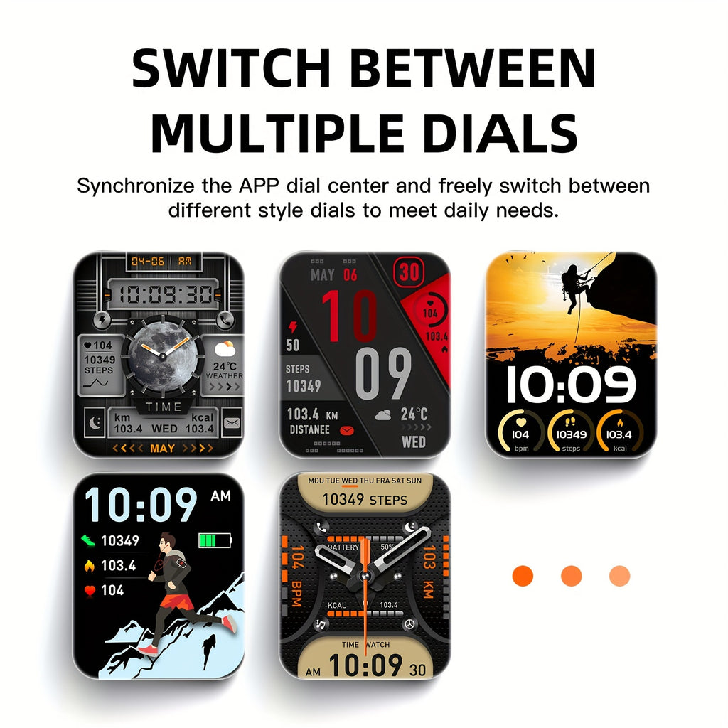 Smartwatch with 2.02" TFT Screen (Answer/Make Calls), Smart Watches for Men, Fitness Watch with Water-Proofing, LED Flashlight, Sleep Monitor, Pedometer, Activity Trackers for Ios/Android - Gifts for Fathers, Boyfriends, Husband