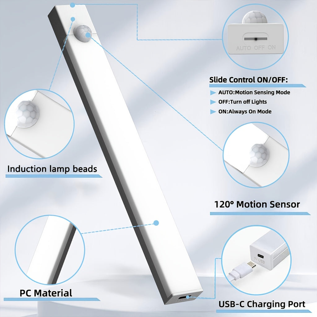 [USB Rechargeable] 12 Motion Sensor Cabinet Lights, USB Rechargeable Wireless Magnetic Cabinet Lights, 3 Modes Suitable For Wardrobes, Kitchens, Stairs, Bedrooms