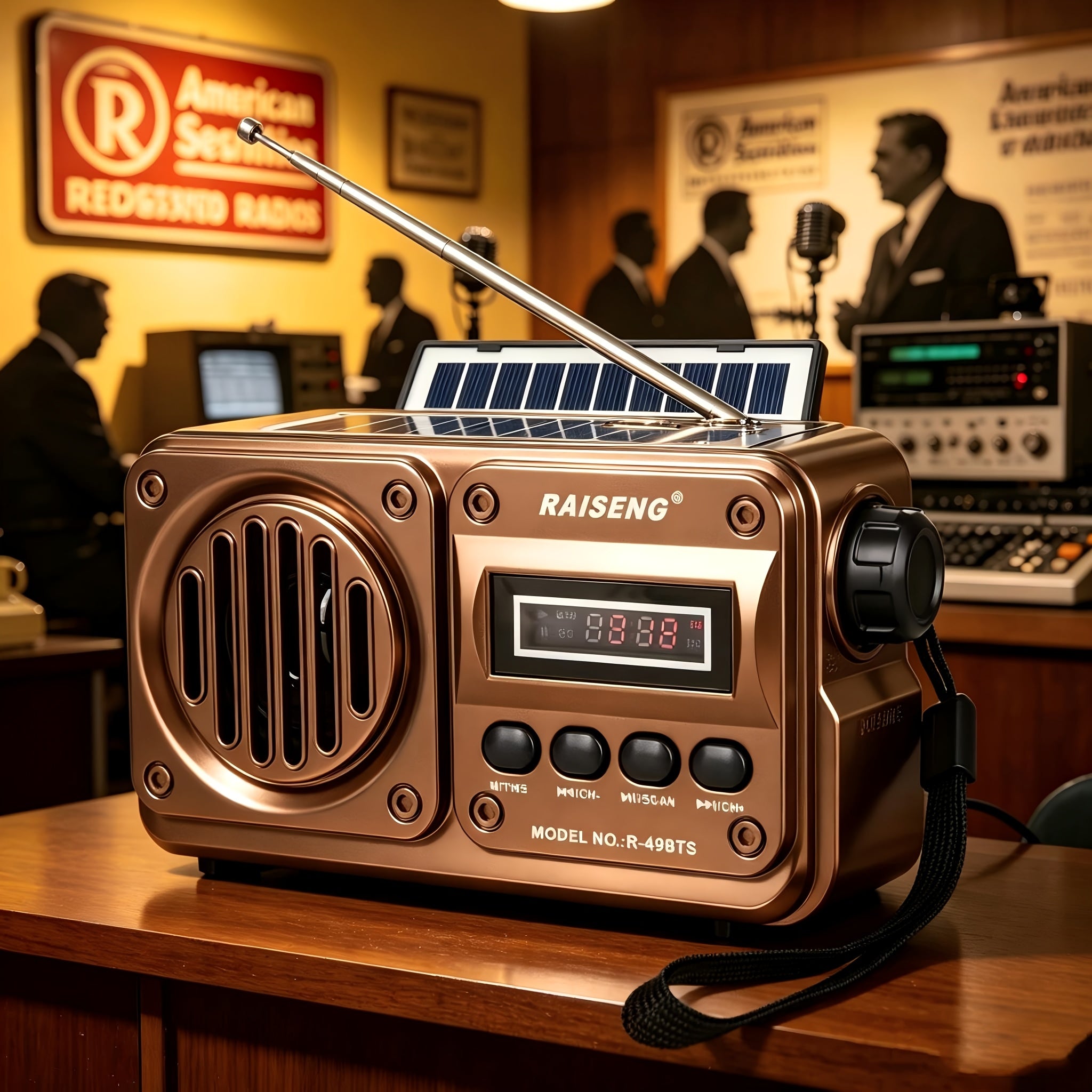 FM Portable Radio, Multi-Functional Radio (R-49BTS), Retro Wireless Wireless Speaker with Solar Panel, Supports USB/TF Card Playback, Digital Radio with Loud Volume, Suitable for Indoor/Outdoor Travel Or Emergency, 250Th Independence Day Gifts