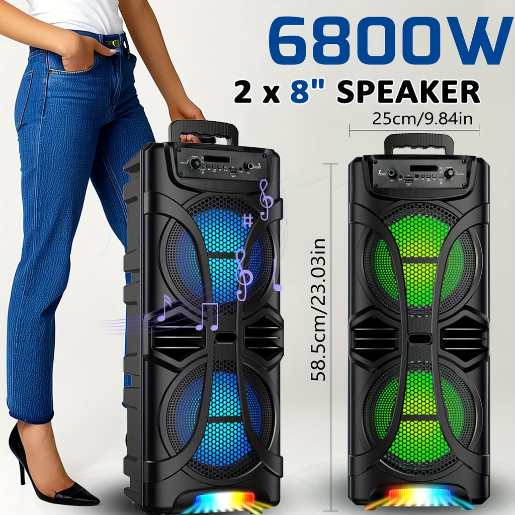 Wireless Party Speaker with Dual Subwoofers, RGB Lighting, FM Radio, USB/TF Playback, TWS Pairing, And 20 Hours of Playtime