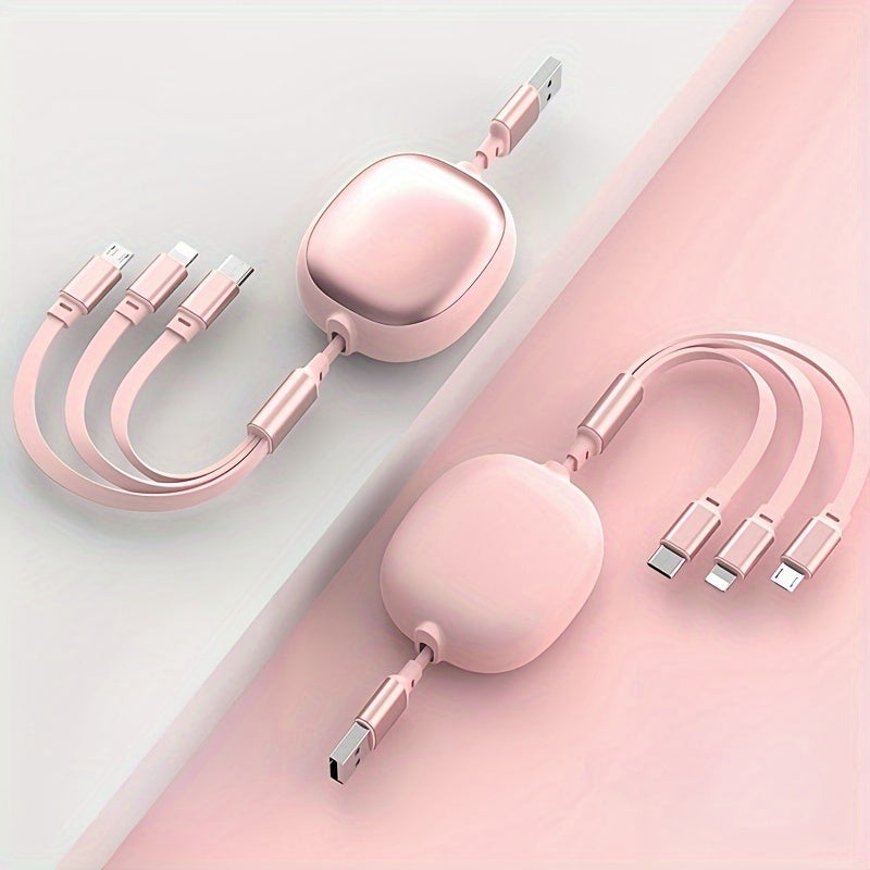 3-in-1 Retractable USB Charging Cable 100W Fast Charging, Compatible with USB to C/Micro USB for iPhone 13/14/12/11/X Huawei Data Sync At 480Mbps USB Power Supply Up to