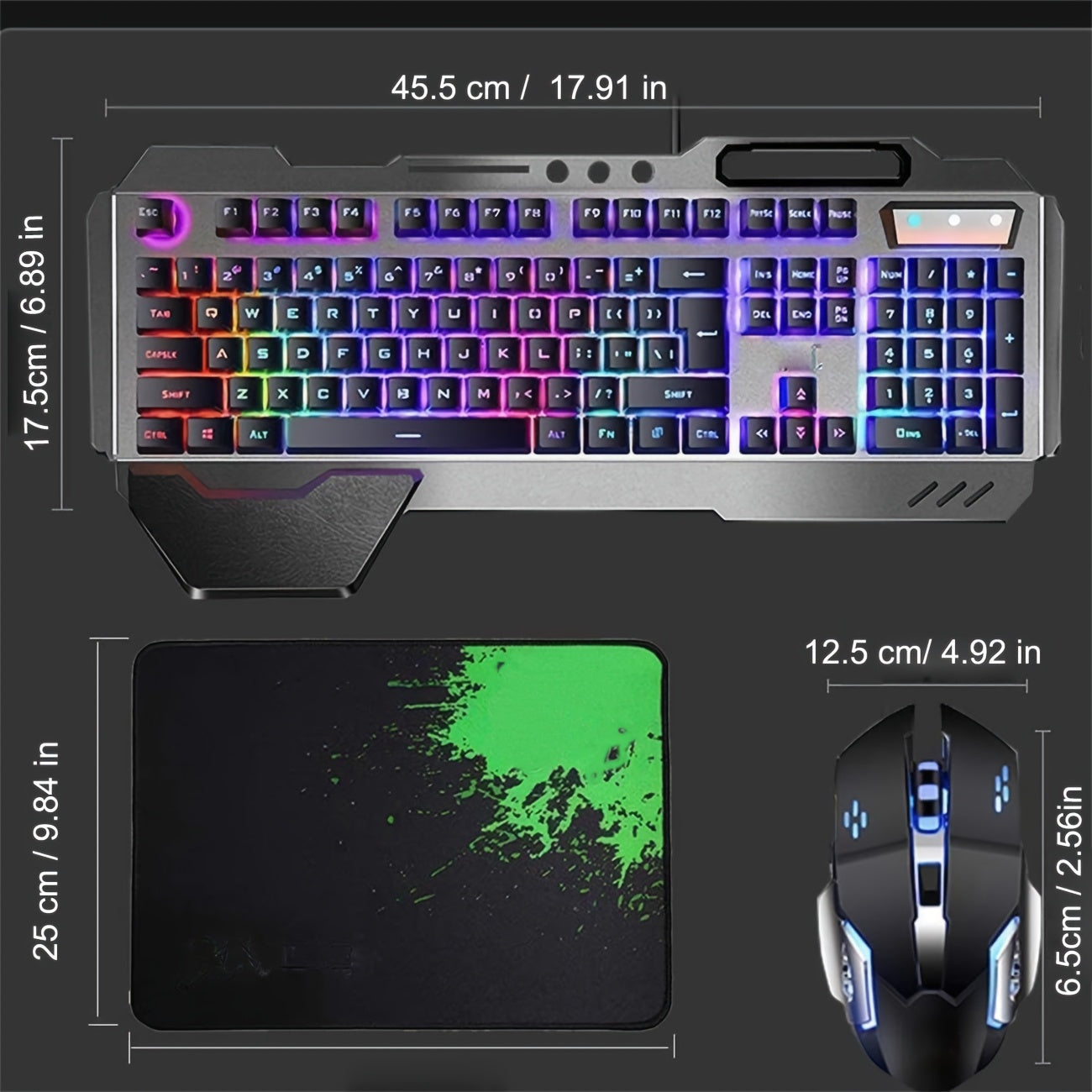 Wireless Gaming Keyboard And Mouse Combo Featuring a Rainbow Backlight, Rechargeable Metal Panel, And Mechanical Feel, Designed for Gamers Using Laptops Or Pcs