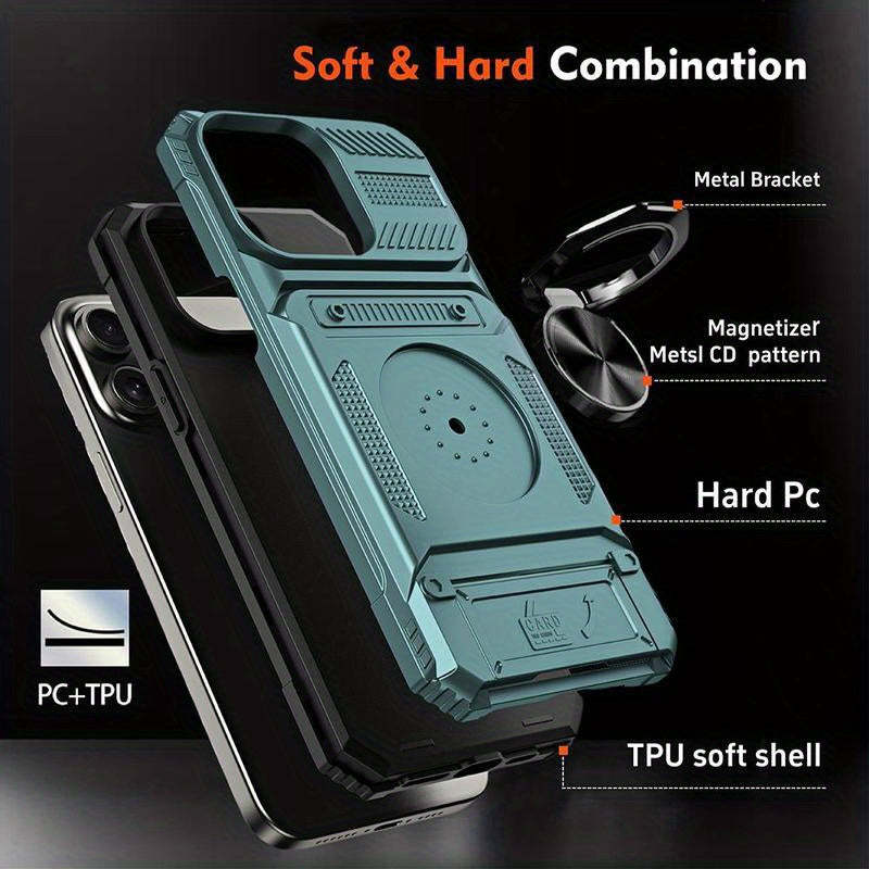 Phone Case: Shockproof with Card Slot, Phone Case & Protective Cover Compatible for IPhone17, 17Air, 17 Pro And 17 Pro Max, for iPhone 16 Pro Max 15 Pro 14 Plus 13 PM 12 11 Mini. Also Fits iPhone 17 Series Models with Card Storage Function.Ring