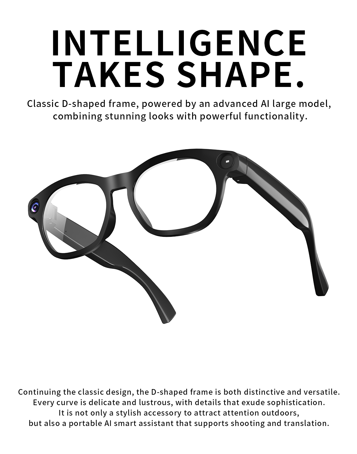 2026 AI Smart Glasses Camera 8MP HD Video Recording Glasses with Audio, Real-Time Translation, Bluetooth Call & Music, AI Object Recognition, Touch Control, Wearable Camera Glasses for Men Women Travel Outdoor