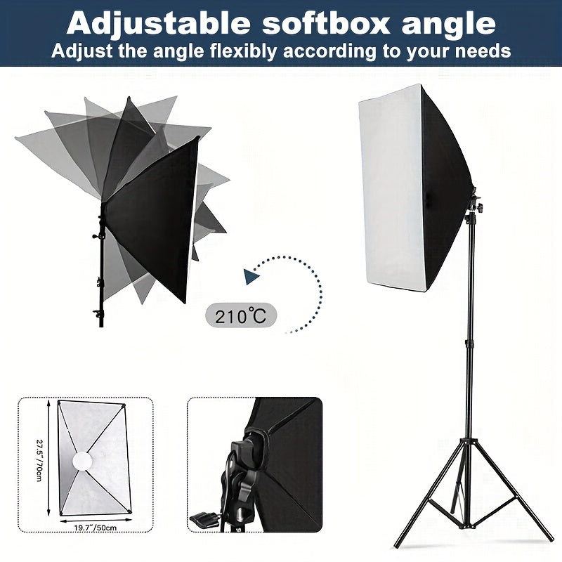 MOUNTDOG 1/2pcs Softbox Lighting Kit, 2x19.7"x27.5" Photography Continuous Lighting System with 2pcs 85W 5700K E27 Socket LED Bulbs And Remote for Portrait Product Fashion Photography