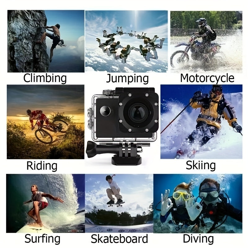 HD 1080P Action Camera for Outdoor Sports, Featuring a 2.0-Inch LCD And 170° Wide-Angle Lens, Perfect for Swimming, Rock Climbing, And Cycling. an Ideal Gift for Birthdays And Holidays