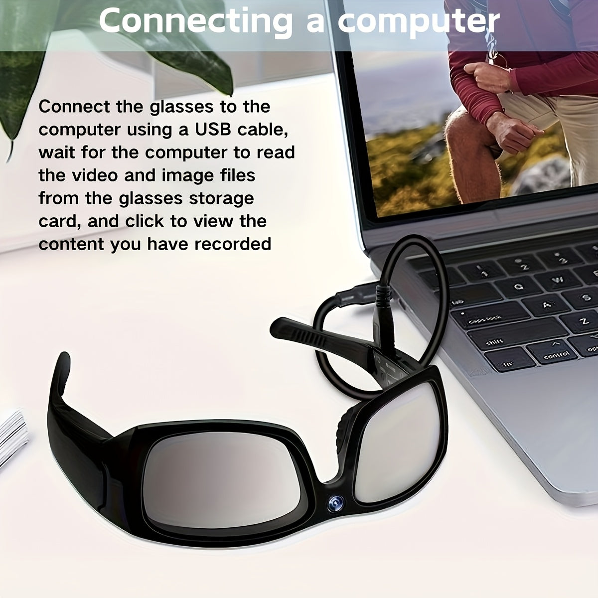 Smart Glasses Camera, High-definition 1080P Video Glasses, Built-in 32GB Storage Card, Music And Call, Sports Camera, Wearable Action Camera, Rechargeable Battery, 2-hour Battery Life, Suitable for Travel And Vlog Recording, Valentine's Day Gift