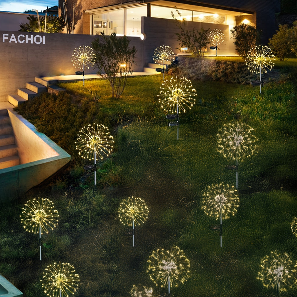 420LED Solar Garden Lights Solar Firework Lights, 8Mode Lighting Solar Lights Outdoor Intelligent Light Smart Sensor Switch for Garden Patio Walkway Pathway Party Wedding Decorative 360/200/60LED