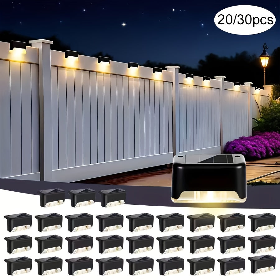 Solar Outdoor Lights - 30/20pcs Solar Deck Lights, Solar Power Step Lights, IP44 LED Lights Warm White, for Home Garden Decoration, Solar Decorative Stair Lights for Outdoor Landscape Lighting, Fences, Patio, Courtyards, Terraces, Paths.