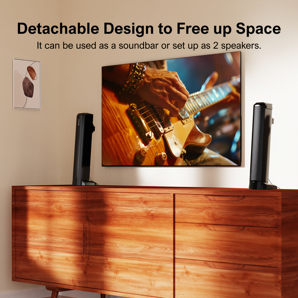 ULTIMEA TV Soundbar with Built-In Subwoofer: 2.2CH 100W Detachable (3 EQ Modes) / 2.1CH 120W Portable All-In-One (App Control) / 5.0CH 180W 3-In-1 Surround System (App Control), Wireless 5.3, Optical/Aux Connectivity