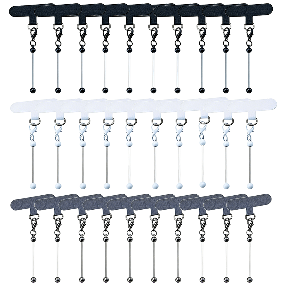 30pcs/15pcs Beadable Phone Tether Tab Set with Blank Beadable Bars, DIY Phone Lanyard Adapter Kit for Phone Charms, Keychains & Phone Decorations, Wedding Holiday, Best Friend Gifts