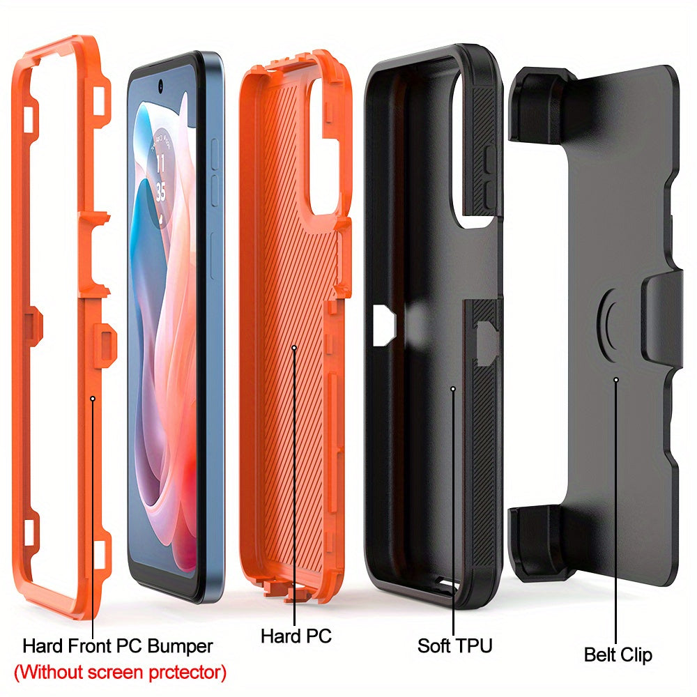 Phone case: for Motorola Moto G Play 2024 Case with Belt Clip Holster Kickstand, Durable Rugged Shockproof Protective Phone Cover, All-round Protection, Durable Multi-Layer Design, 3in 1 Heavy Duty Protection, That Offers Comprehensive Protection