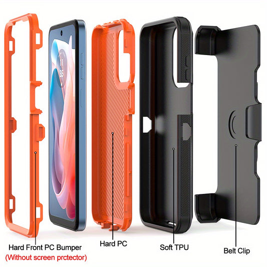 Phone case: for Motorola Moto G Play 2024 Case with Belt Clip Holster Kickstand, Durable Rugged Shockproof Protective Phone Cover, All-round Protection, Durable Multi-Layer Design, 3in 1 Heavy Duty Protection, That Offers Comprehensive Protection
