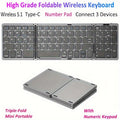 1pc Foldable Wireless Keyboard with Numeric Keypad, USB Rechargeable Lithium Polymer Battery, Type-C Charging, Compatible with Windows, for Android, iOS Devices - Portable  Keyboard