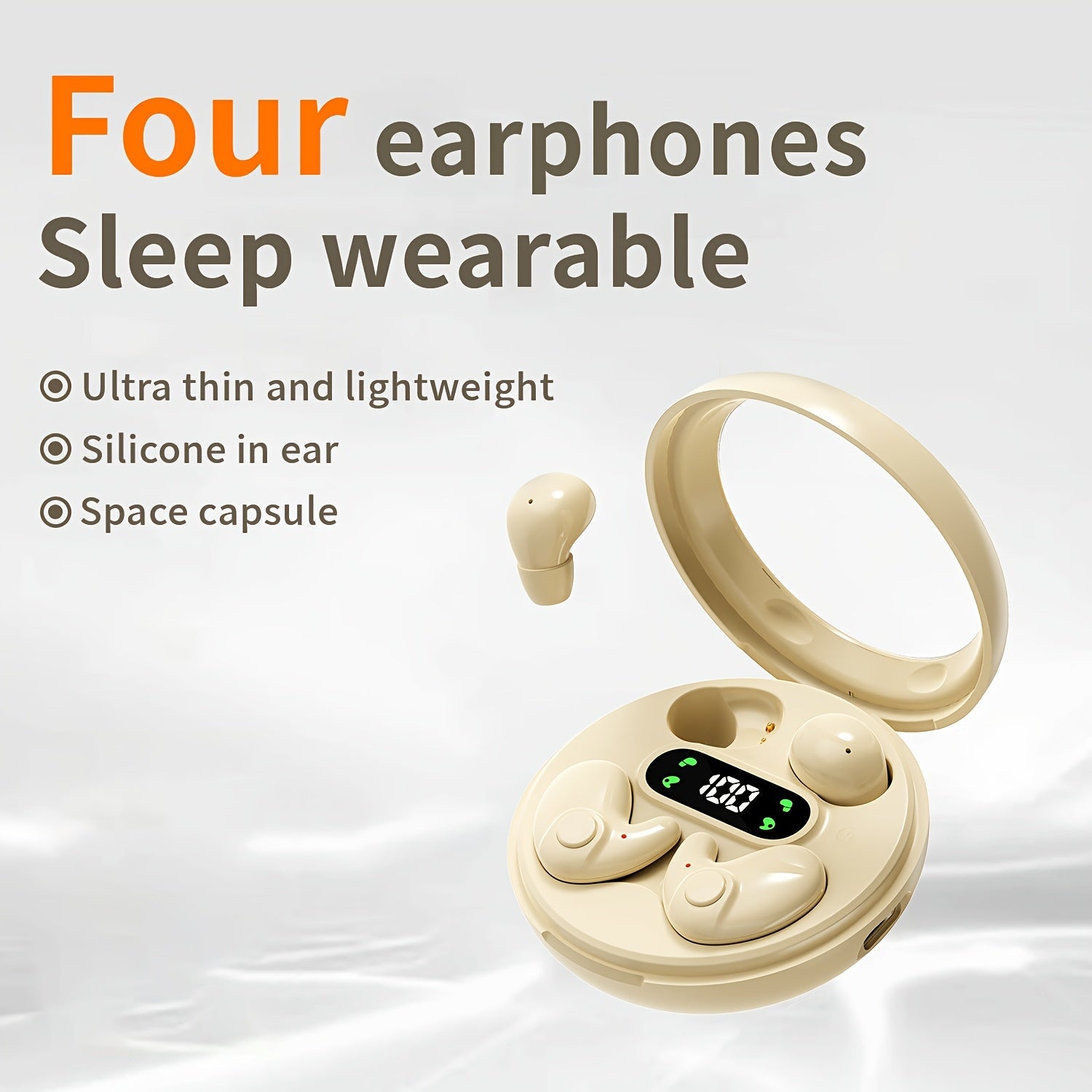 2 Pairs Of In Ear Wireless Wireless Earbuds, Invisible Mini Sleep Earbuds, Long Battery Life, Comfortable To Wear, High Fidelity Sound Quality, Intelligent Noise Reduction, Bass Loop, Touch Control, Digital Display Screen, Office, Leisure, Sports, Sleep,