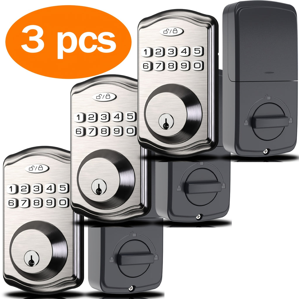 Keypad Door Lock, Keypad Deadbolt, Keyless Entry Door Lock, Electronic Keypad Smart Lock, 100-Code Capacity, Backup Key, Auto-Lock Feature, Anti-Peeping Code, Fits Most Standard Doors, Villas, Courtyards, Apartments (Batteries Not Included
