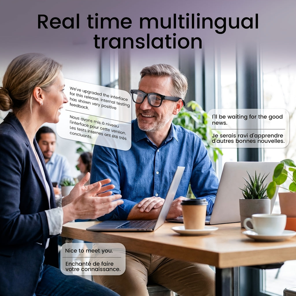 KLZO-AI Smart Glasses with 2MP HD Camera, Real-Time Voice Translation (100+ Languages), Bluetooth Calling & Music Player, Lightweight Wearable Recording Glasses Camera Glasses Ai Smart Glasses with Camera