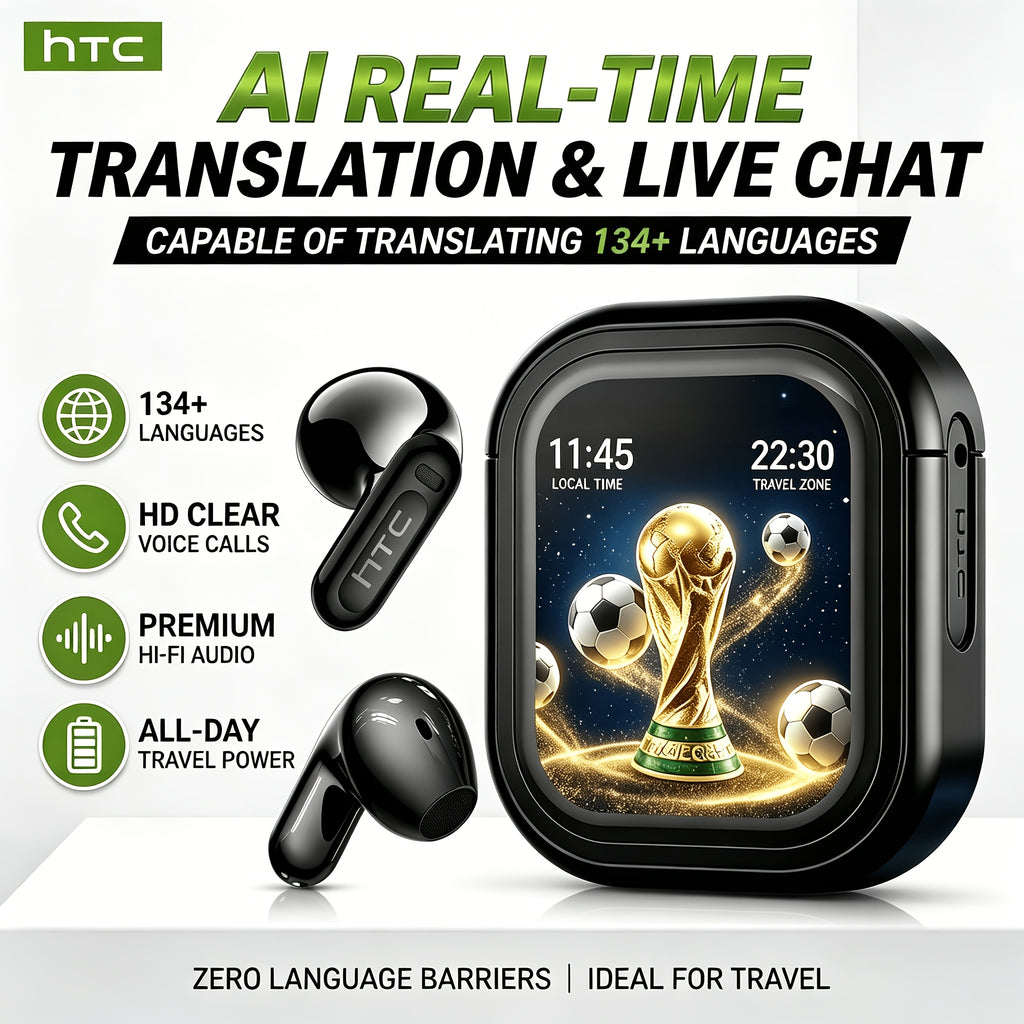 The New HTC NE20 TWS Wireless Headphones Feature 131 Language Translation, High-definition LED Display And High-fidelity Wireless Headphones. They Are Suitable for Office Use, Sports, Study And Audio Calls. Built-in Microphone. Birthday Gift