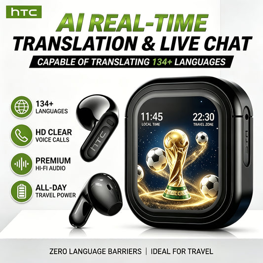 The New HTC NE20 TWS Wireless Headphones Feature 131 Language Translation, High-definition LED Display And High-fidelity Wireless Headphones. They Are Suitable for Office Use, Sports, Study And Audio Calls. Built-in Microphone. Birthday Gift