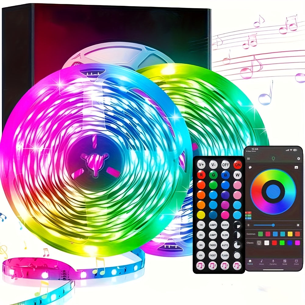 32.8ft 5V Bluetooth IR 44 Keys 3535RGB with Music Sync Function, Comes with 44 Keys Remote Control, Party Lighting, Modern Lighting, High Quality Lighting, Ideal for Christmas Decorations
