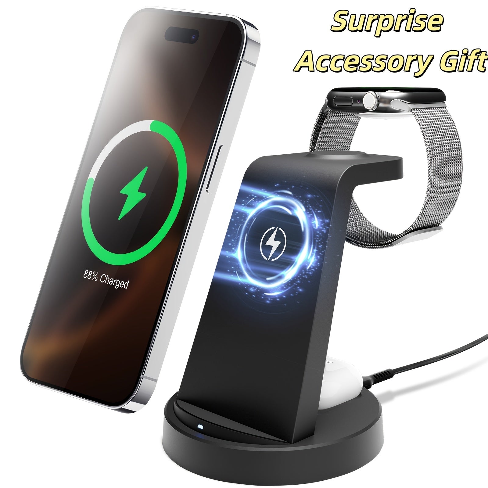 3 in 1 Wireless Charger, Wireless Charging Station, Fast Travel Wireless Charging Dock Stand for Multiple Devices, for Iphone 17 Pro Max 17 Pro 17 16 15 14 13 12 11 Pro Max 8, for Iwatch 11 10 9 8 7 6 5 4 3 2 SE Ultra, for Valentine'S Day Gifts