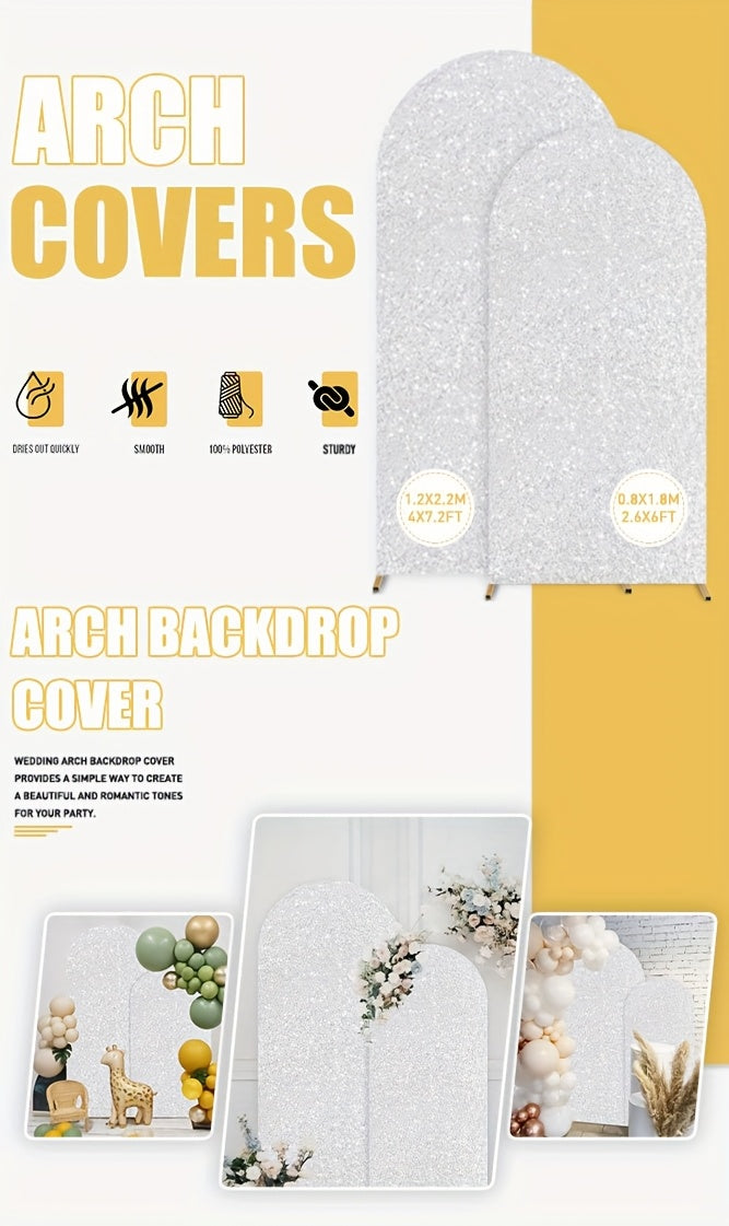 2 Sets Wedding Arch Cover Sequin Panel Arch Cover 6Ft 7.2Ft Metal Arch Cover Spandex Arch Backdrop Cover PAIMETTER PAIMETTE GLITTER ARCH COVER ARCH COVER Cover