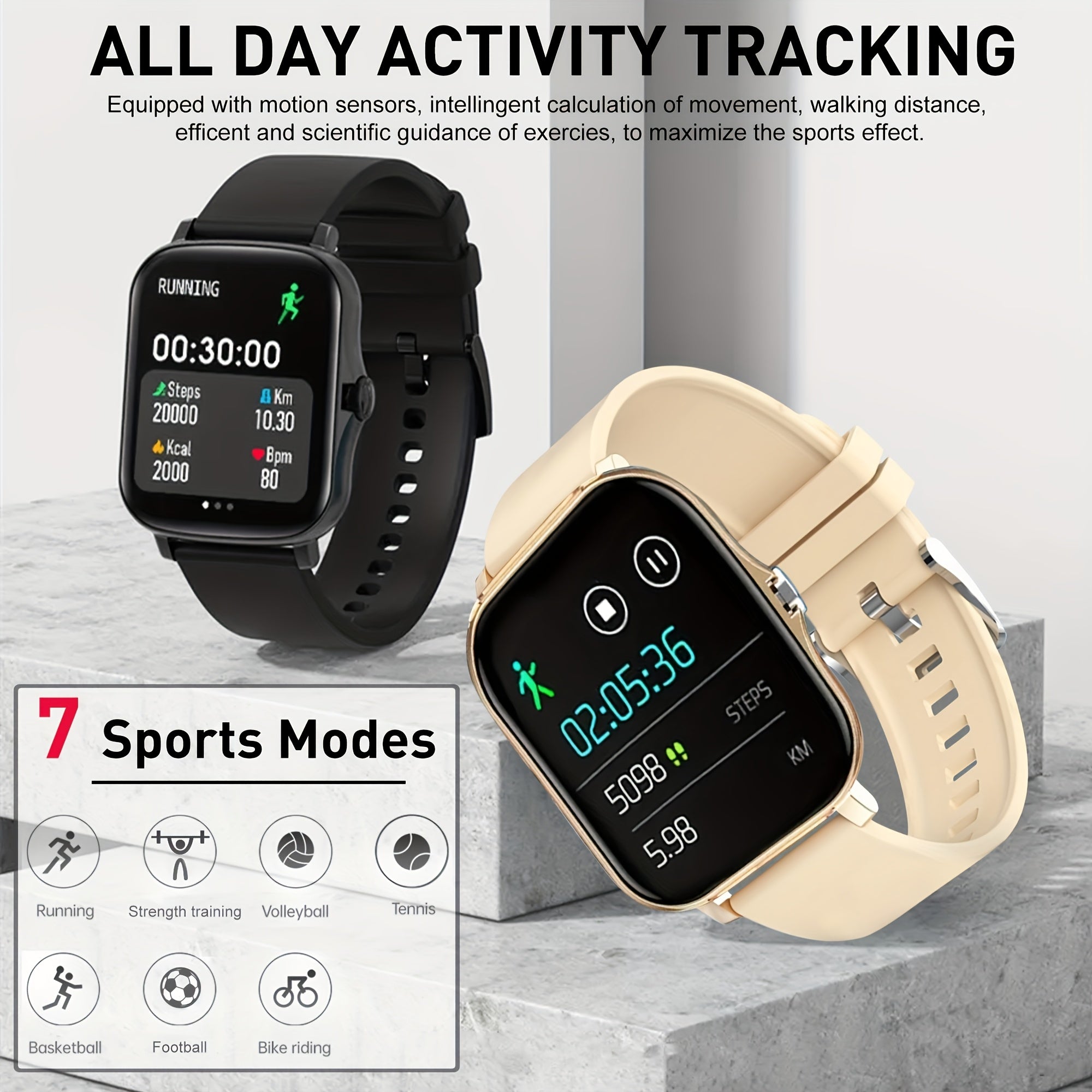 Brand New Large Screen Smart Watch, Compatible With IPhone/Android, HD Voice Call, Message Reminder, Multiple Sports Modes, Unisex, Suitable For Outdoor Sports, Daily Wear, Holiday Gifts, Valentine'S Day Gift