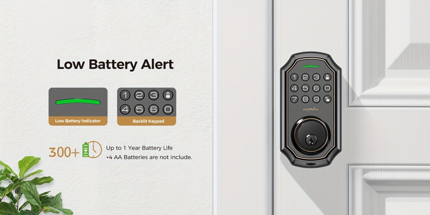 Arpha Special Offer! Smart Lock - 100-digit Privacy Passcode Combination, Keyless Entry, Automatic Locking/unlocking, Easy Installation, Available in Black and Silvery, Low Battery Alarm, Safe and Reliable, Protects Privacy, Smart One-key Locking