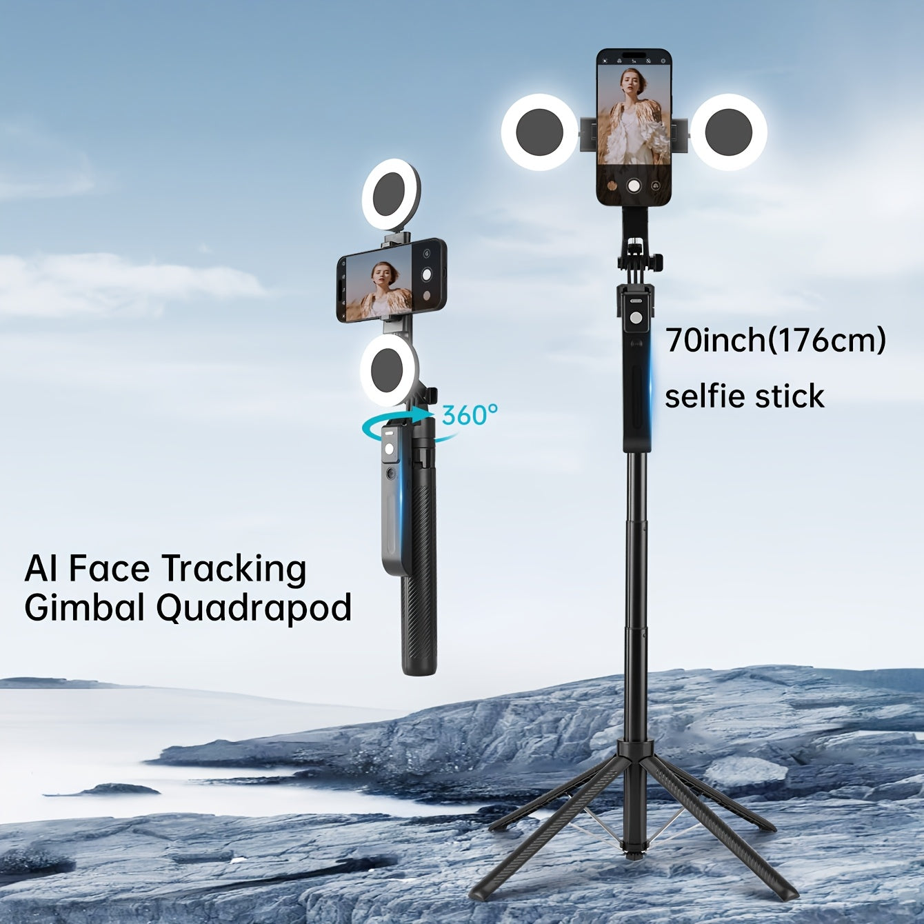 The 2025 Auto-Tracking Phone Tripod Delivers 360° Facial Tracking, Includes A Remote And Fill Lights, Adjusts to Any Height with Its Sturdy Base, Works with Phones/cameras/live Streaming, And Makes A Perfect Holiday Gift.