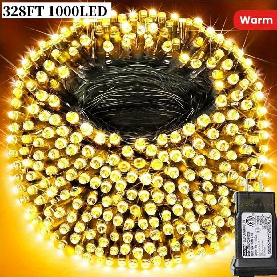 1000 LED 328Ft String Lights - Warm White Twinkle Fairy Lights with 8 Modes, Gypsophila Light String Perfect for Garden, Patio, And Party Lighting Decorations