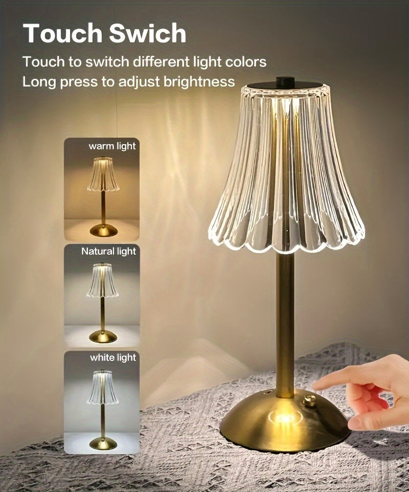 1pc/2pcs Vintage Mini Lamp, Suitable for Household, Dining Table, Dining Room Cordless Table Lamp, Golden Rechargeable Lamps, USB Charge 12'' Tall LED Brass Portable Outdoor Indoor Table Lamp, 3-Color LED Small Portable Touch Lamp.Halloween
