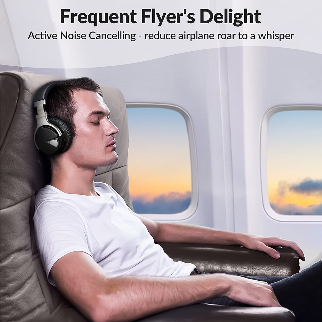 MIGHTY ROCK Active Noise Cancelling Headphones, Wireless Headphones, 30H Playtime, with Microphone, Deep Bass, 30 Hours Playtime