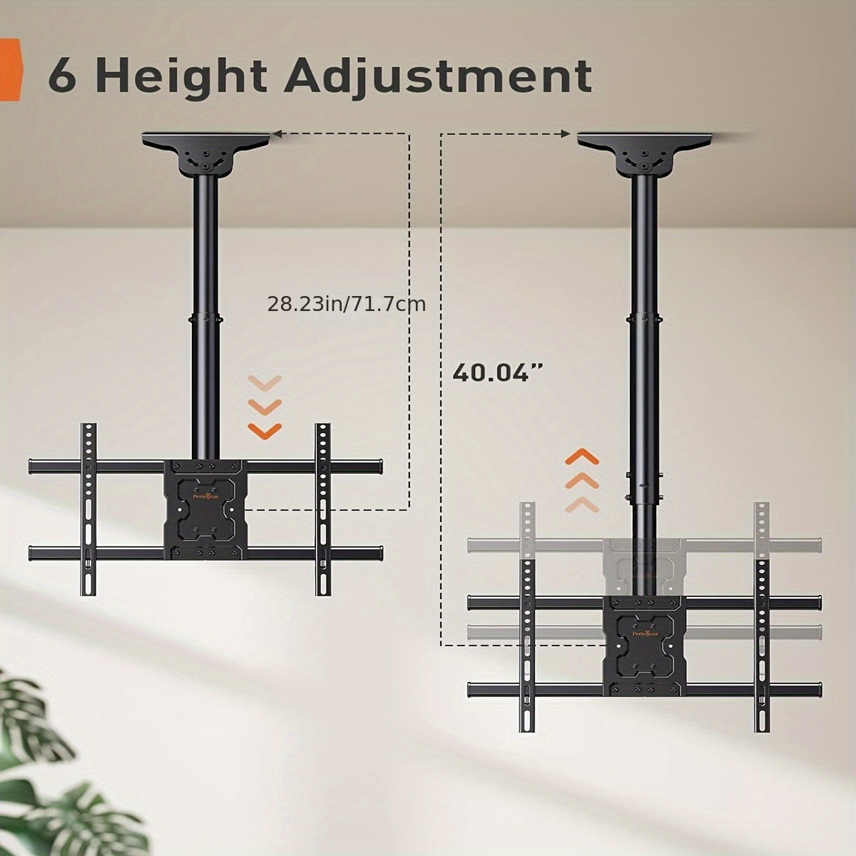 Black Ceiling TV Mount for 37-75/26-65inch Flat Or Curved TVs, 99lb/110lb Maximum Load Capacity, All-Around Adjustable Bracket with Swivel And Tilt, Max VESA 600x400mm/400x400mm