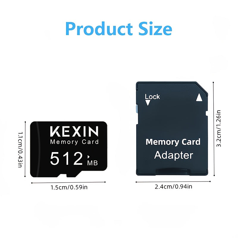 KEXIN 5-Pack 512MB 128MB SD/TF Flash Memory Card - High-Speed Class 4, Secure Compact Size For Phone, Camera, Tablet, Laptop, Car Audio & Game Console, Versatile Compatibility