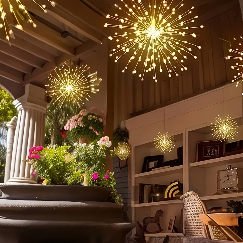 [Christmas] 4/5pcs Solar Starburst Lanterns with Remote Timer -8 Modes, Adjustable Brightness, 240/360/480 LEDS, Fairy Lights for Yard, Party Tents, Christmas - Pure Copper Wire, Outdoor Lighting | Starburst Design | Durable Outdoor Lights