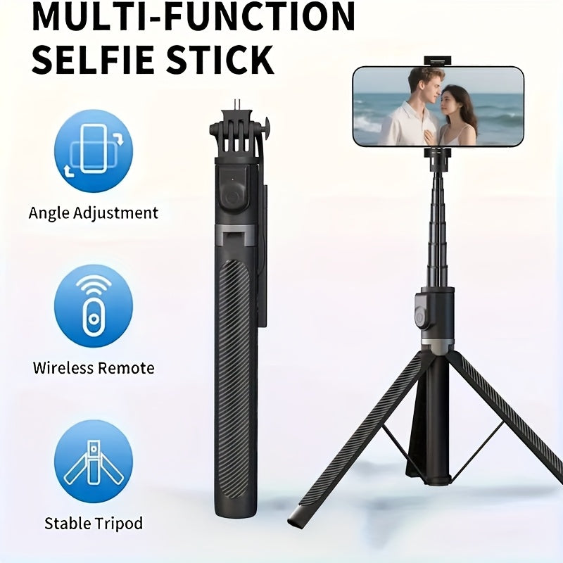 66.7 Inch Retractable Selfie Stick Professional Floor Tripod for Live Streaming, with Wireless Remote, 360° Rotation, Stable Anti-Shake Design. Ideal for Travel Vlogs & Outdoor for Live Streaming. Compatible with Iphone/Android Smartphones
