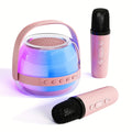 A Portable Karaoke Machine Comes with Two Wireless Microphones And a Three-Piece Speaker Set. The Wireless Speaker Is a Creative Gift for Adult Birthdays, Featuring Ambient Lighting And a Night Lamp. It Is Suitable for Bedroom Use
