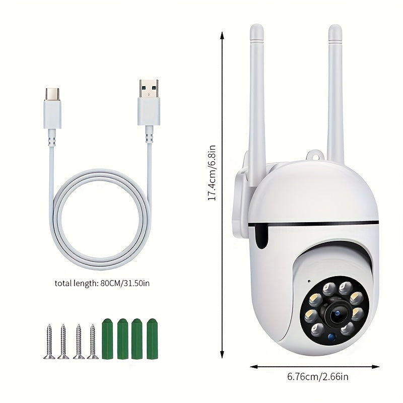 2 Pack 1080P Dome Cameras, Wireless WIFI Camera, PTZ Camera, Outdoor Indoor PTZ Surveillance Camera, AI Auto Tracking, Alarm & Color Night Vision, Horizontal 360 Degree Vertical 90 Degree Rotation