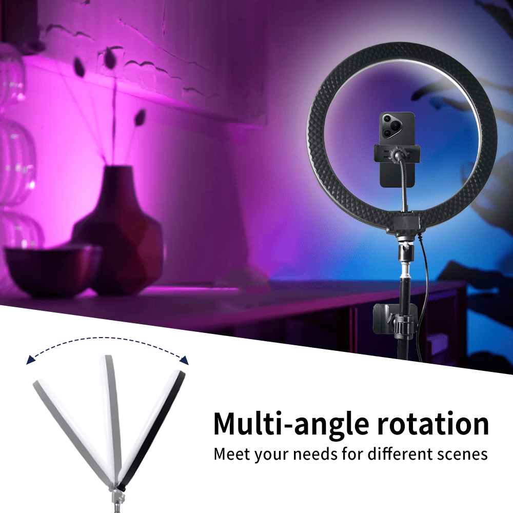 Adjustable Brightness 12 Inch RGB Ring Light with 63in Stand, for Photo Selfie, Video Recording, Zoom Meetings, Video/ Vlog/ Live Streaming