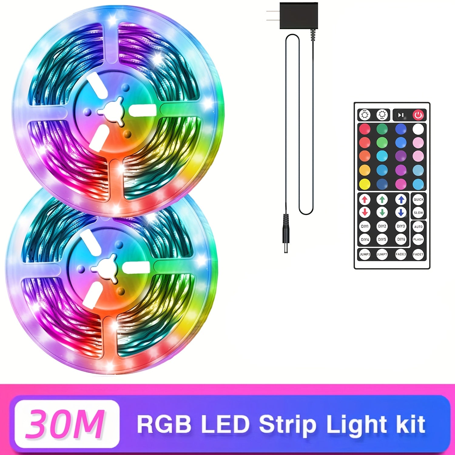 NBBUFF LED Strip Lights 50FT/100FT, Smart LED Strips With 44 Keys Remote Control, RGB LED Strip, Colorful LED Lights For Bedroom, Decor, Kitchen, Bar, Party, Bed, Wedding Decor