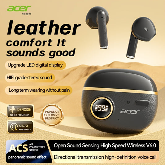 ACER TWS Wireless Earbuds with Deep Bass & Noise Cancellation, Long-Lasting Comfort, HIFI Sound, Touch Controls, Fast Delivery, Compatible with Phones/Tablets/Laptops, Ideal for Running, Music, Business, and More, Wireless Earbuds, Music Listening