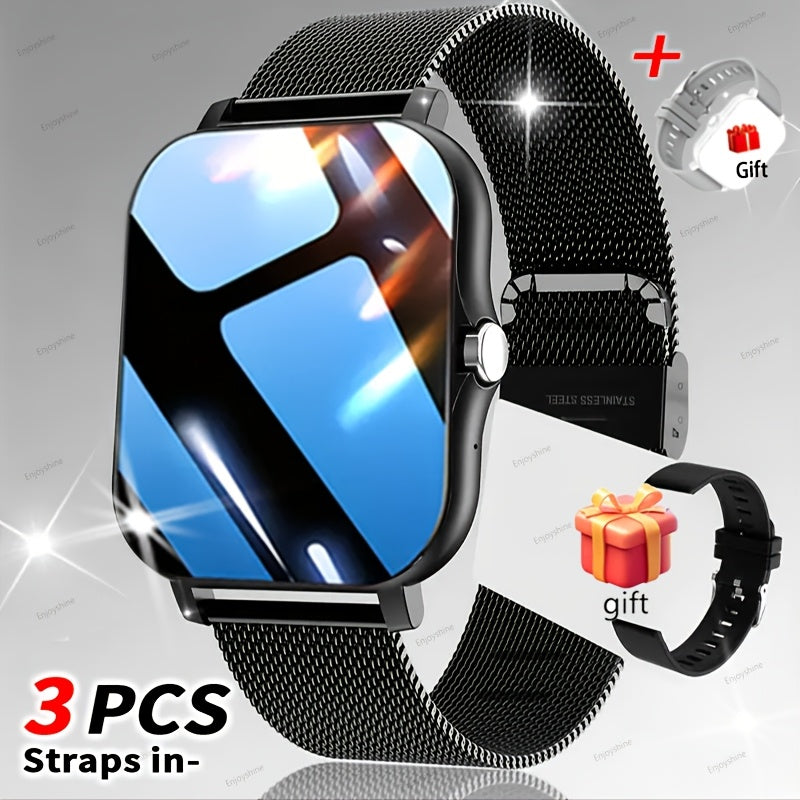 Full Touch Screen Men's And Women's Smartwatches, USB Rechargeable, Navigation, TPU Strap, Remote Camera/music Player, 1.83-inch Outdoor Sports Watch with Wireless Calling And Message Reminders, TFT Display Screen, Equipped with Steel Strap