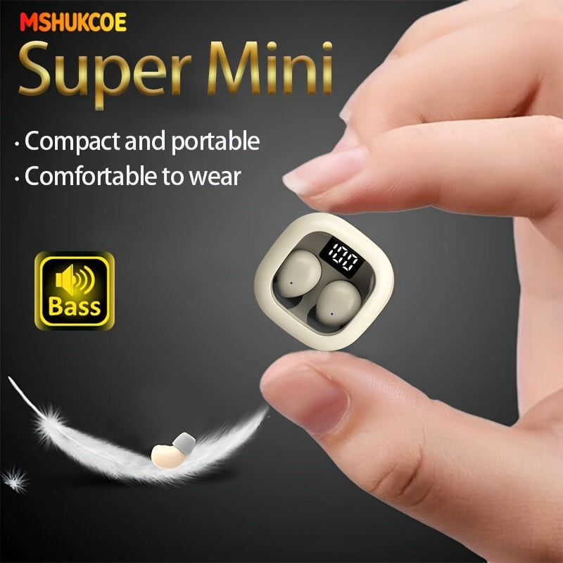 MSHUKCOE Invisible Sleeping Headphones - Ultra Thin Sports in Ear Wireless Wireless Earphones, 6D Bass Sound Effect HIFI Music Earbuds, Low Latency, Dual Noise Reduction And Sleep/Game Mode, Ultra Long Battery Life, Suitable for Birthday Gifts