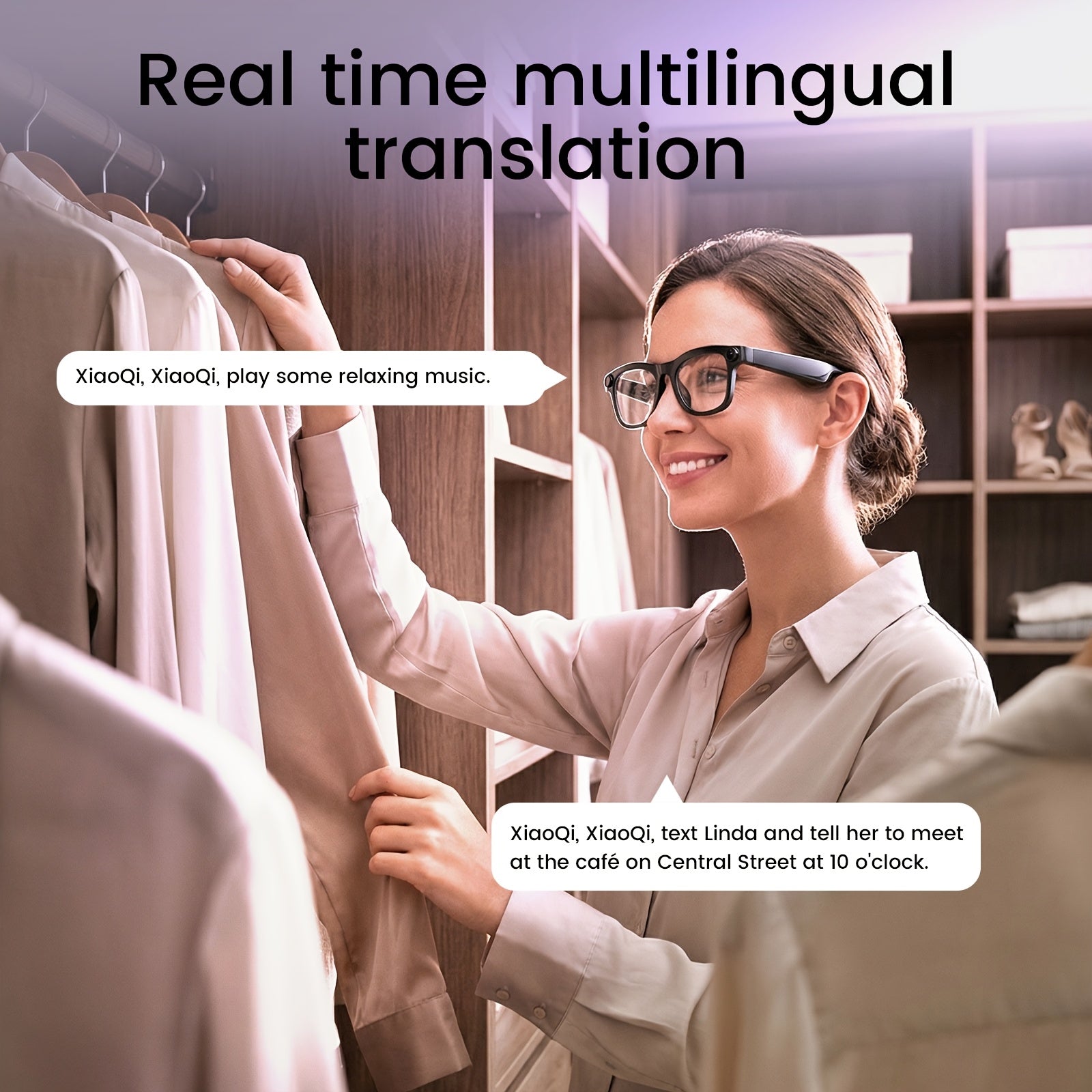 KLZO-AI Smart Glasses with 2MP HD Camera, Real-Time Voice Translation (100+ Languages), Bluetooth Calling & Music Player, Lightweight Wearable Recording Glasses Camera Glasses Ai Smart Glasses with Camera